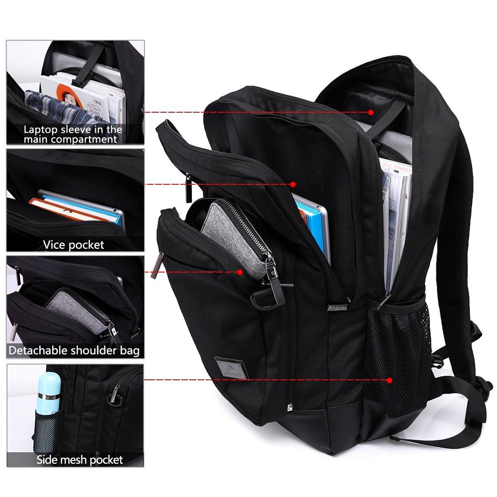 Original KAKA 66005 - 20-35L - 15.6 Inch - Backpack Laptop Detachable Knapsack USB Charging Port