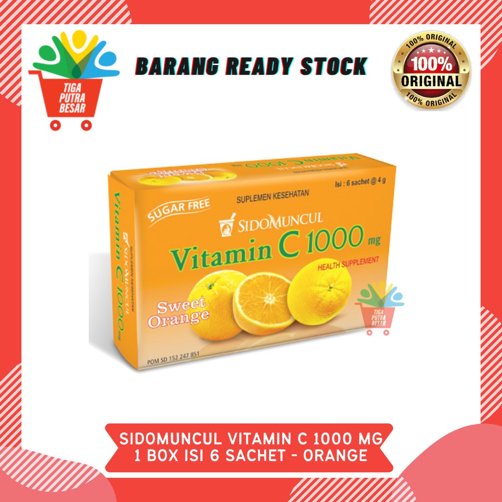 VITAMIN C 1000 MG SIDOMUNCUL BOX ISI 6 SACHET SUGAR FREE