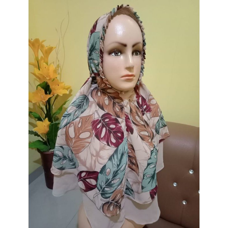 𝗦𝗛𝗘𝗟𝗢𝗩𝗘𝗦𝗛𝗢𝗣𝗣 - ORI ALYA KHIMAR BERGO CERUTI MOTIF DAUN JANBOL JILBAB MONSTERA HIJAB CERUTY KERUDUNG 