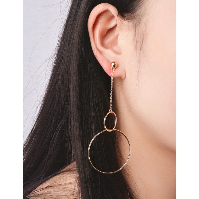 LRC Anting Tusuk Fashion Color Round Shape Decorated Simple