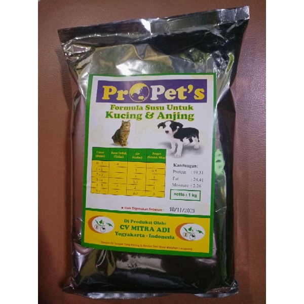 

Propet's Susu Anjing Kucing Puppy Kitten Free Lactose Propet 1kg 1 kg