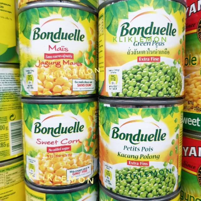 Bonduelle Green Peas Extra Fine Tin Sweet Corn Jagung Manis Kacang Polong Dalam Kaleng Import Shopee Indonesia