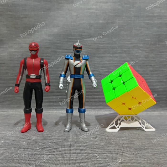 Action Figure Sofubi Red Buster Bouken Silver Power Ranger Soft Vinyl