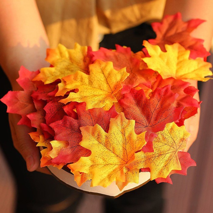 Triple W Maple Leaves Artificial Daun Maple Palsu Fotografi Dekorasi