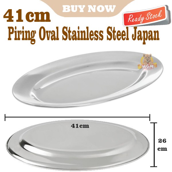 Piring Oval Stainless Steel Japan 18-10 ukuran 41cm atau 16inch TEBAL