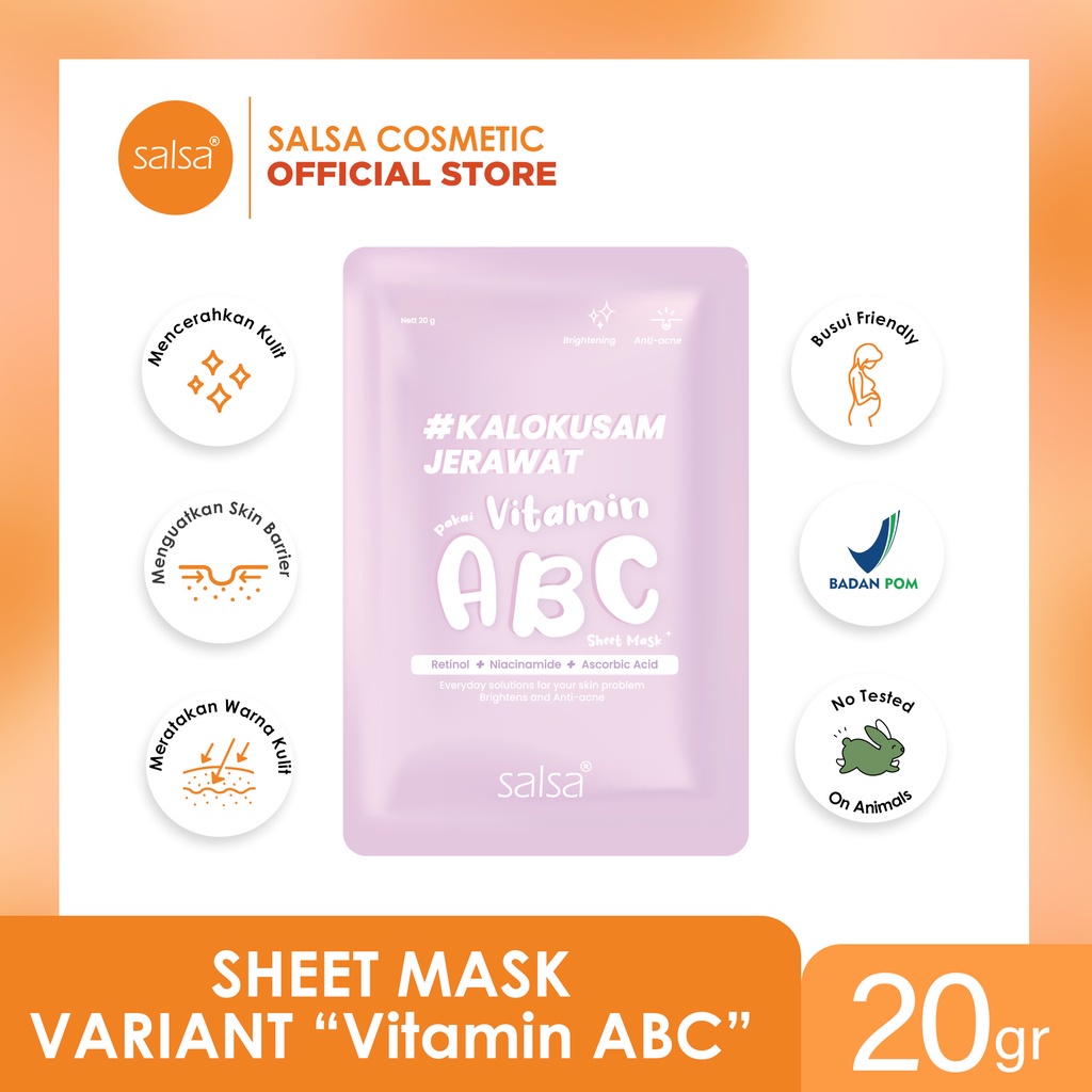 SALSA Sheet Mask - Masker Wajah Daily (Hyaluronic, Vitamin ABC, Snail) - JB