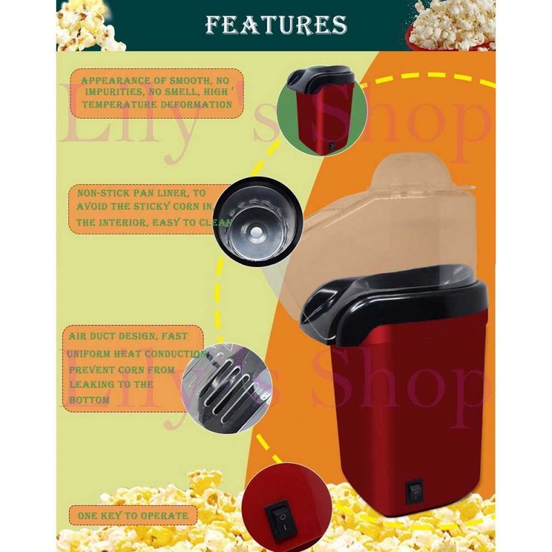 Mesin Popcorn Maker Electric Hot Air Corn Machine 1200W