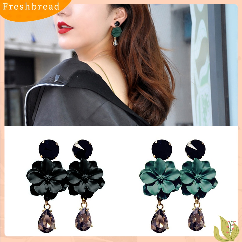 【Fresh】❀Vintage Women Long Flower Drop Pendant Eardrop Banquet Cocktail Party Earrings