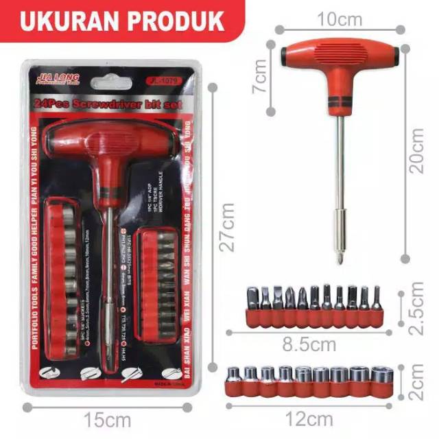 (NCS) 1 Set Obeng Kunci T Socket Five Star isi 24 Pcs Screwdriver Handle Bits Sock 20