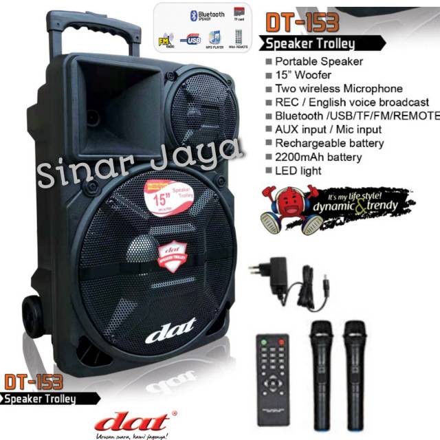 Speaker Aktif Portable Trolley 15 Inch DAT DT 153 ORIGINAL PRODUCT