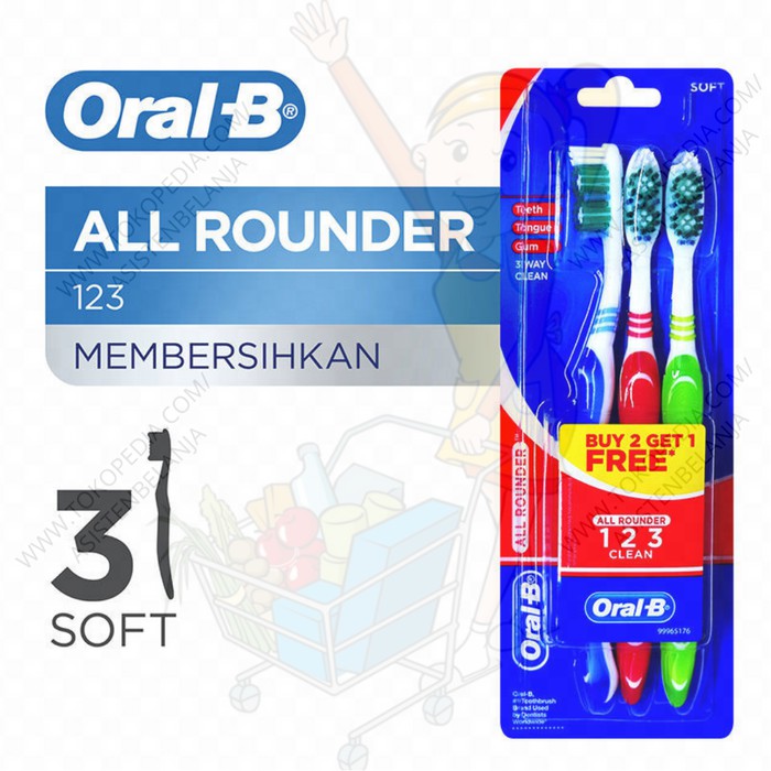 Jual Sikat Gigi ORAL-B ORALB All Rounder 123 Clean Soft / Medium Isi 3 ...