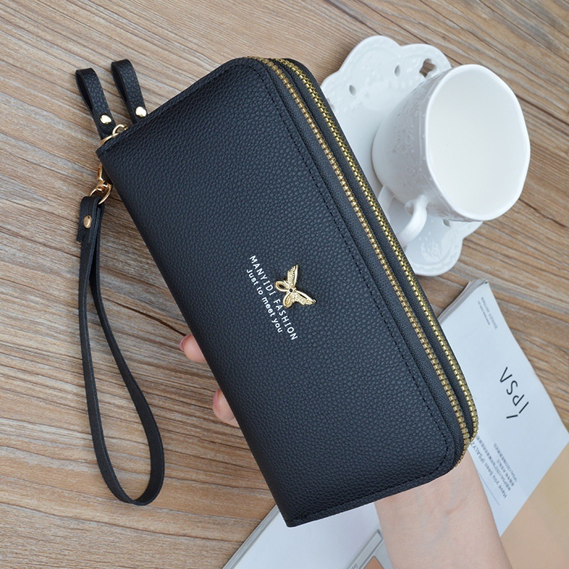 DOMPET PANJANG WANITA WA591B5 MUAT HP KULIT HITAM REGATA IMPORT PREMIUM BESAR 2 RESLETING KARTU KOIN KEKINIAN REMAJA KOREA FASHION BRANDED BATAM CEWEK MURAH