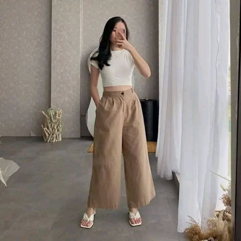 Celana kulot linen highwaist premium terbaru // kulot wanita dewasa