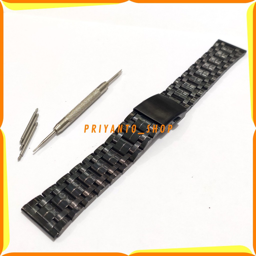 Tali Jam Tangan Stainless steel 22mm Tali strap Watch solid Hitam 22MM FREE PEN Remover