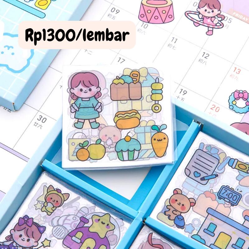 

1 Lembar Sticker Deco Cutie Girl Theme Transparan PVC Tumblr Journal Scrapbook Part. 2