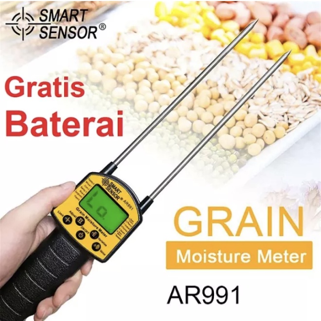 EZPZ Grain Moisture Meter Pengukur Kadar Air AR991 Alat Kelembaban Kacang Gandum Jagung Beras Padi Gabah Biji Bijian Kedelai Smart Sensor