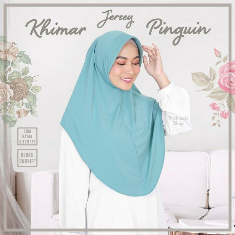 Khimar penguin Jersey label ori by Rizkia hijab