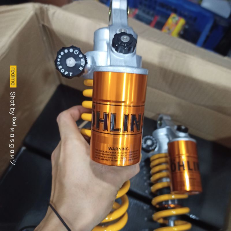 Shockbreaker belakang single matic tabung atas model Ohlins stelan universal Honda dan Yamaha ukuran