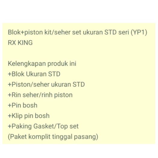 Blok seher 3KA Cylinder Komplit RX King Seri/kode YP1 Original Thailand