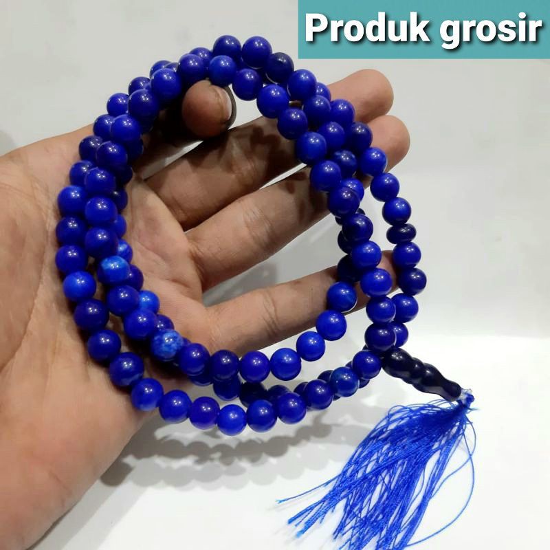 TASBIH 99BUTIR 8MM BATU BLUE JADE ROYAL BLUE COLOR ORIGINAL