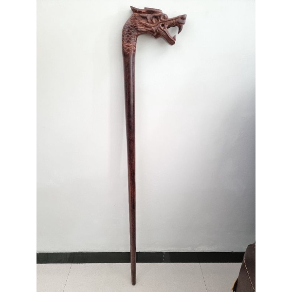 Tongkat jalan kayu galih asem ukir naga tongkat alat bantu jalan tongkat jalan ukir naga