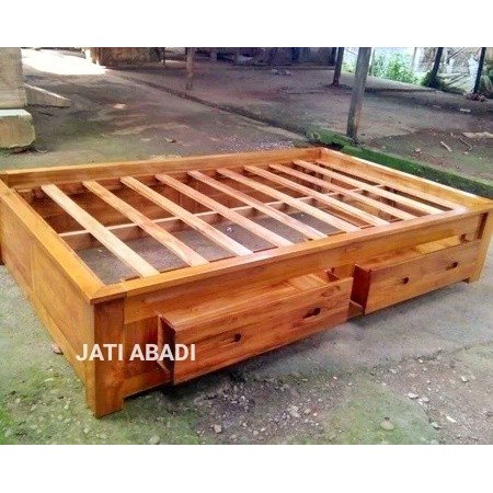 Divan Dipan Jati Tempat Tidur Jati Tanpa Headboard Ranjang Minimalis Kayu Jati Shopee Indonesia