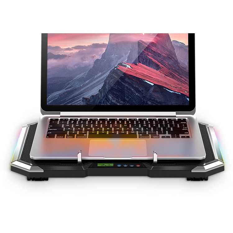 Kipas Pendingin Cooling Pad Laptop Gaming Pakai Lampu LED RGB Light 6 Fan/kipas - NUOXI MC - Q8