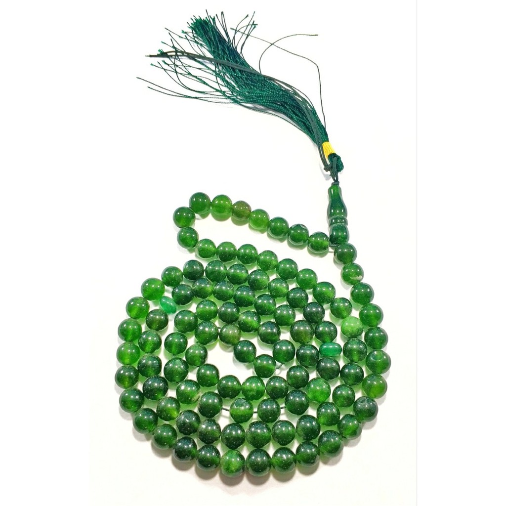 TASBIH NATURAL BATU GIOK JADE HIJAU LUMUT ASLI JAMINAN BERGARANSI