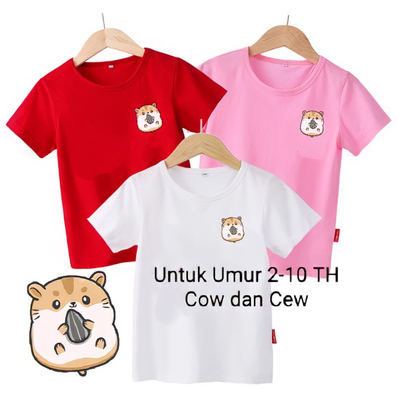 Hokyshop92 Kaos Anak Unisex Hamster Lengan Pendek Baju Anak Distro Tshirt Kids Kaos Oblong Atasan Cod