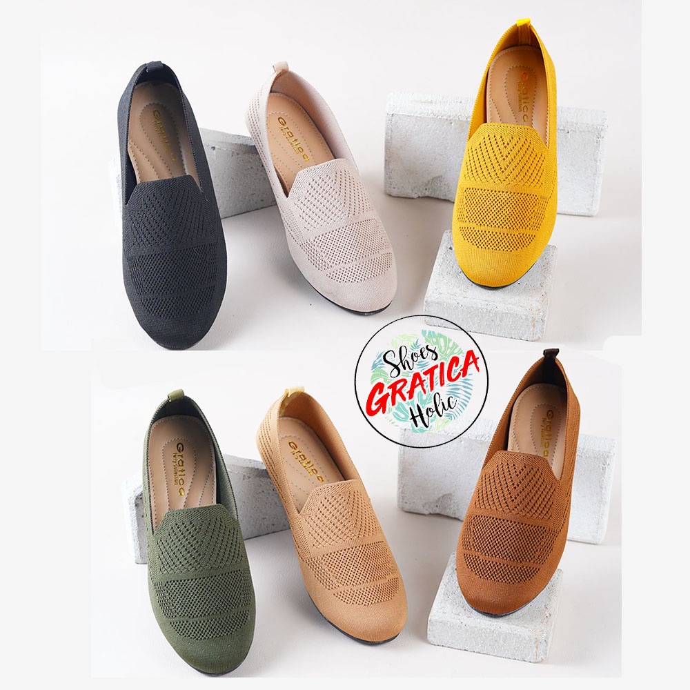 Sepatu Wanita Terbaru 2023/New LALUNA/Sepatu Kekinian/Sepatu Flat Slip-On/Sepatu Balet/Sepatu Flat &amp; Ballerina/Gratica Original/Rajut Import