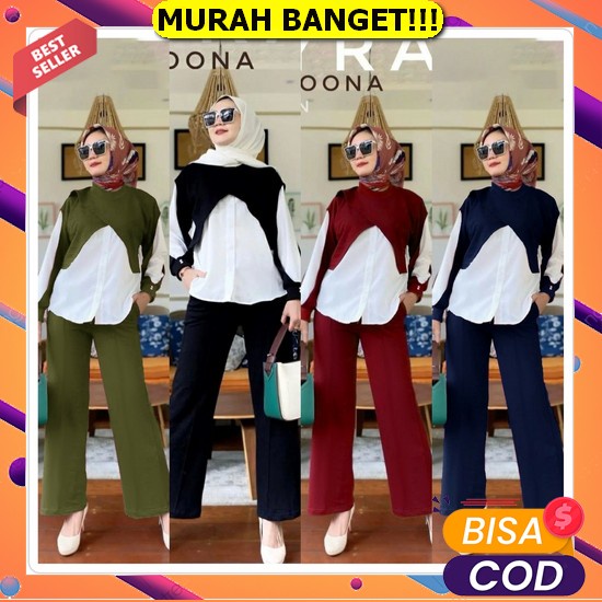 Laila Baju One Set Setelan Celana Panjang Wanita Remaja Dewasa Muslim Murah Kekinian Jumbo Import Ko