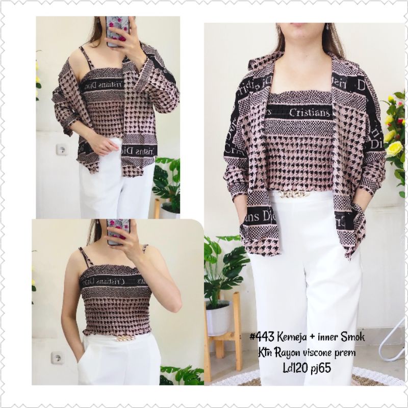 443 kemeja casual dior jumbo free inner rayon viscose wanita lengan panjang
