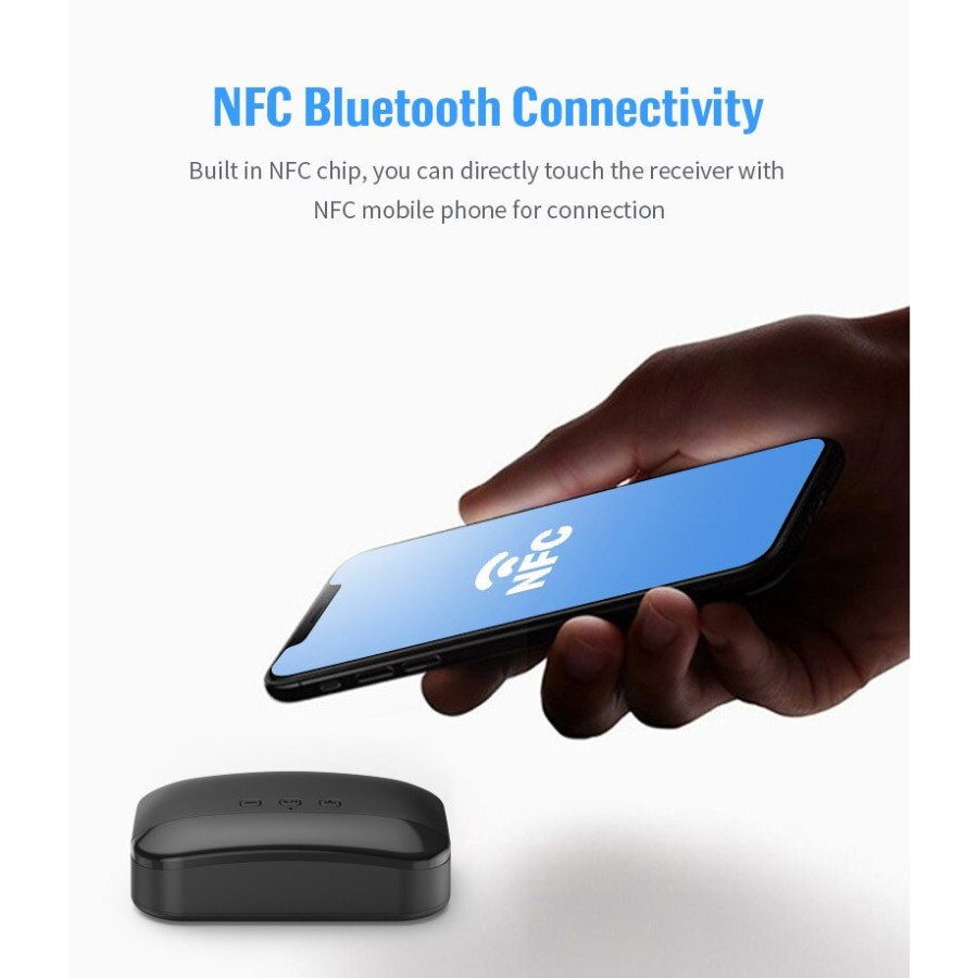 Audio Bluetooth 5.0 Transmitter Receiver Adapter NFC RCA AUX - BLS-B20 - Black