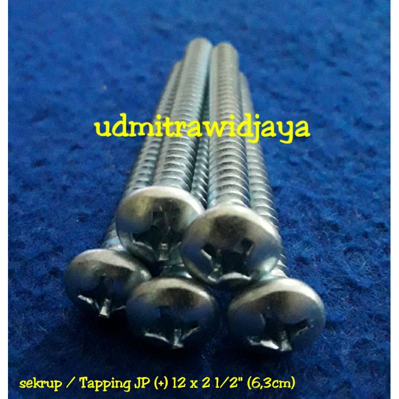 sekrup skrup scrup Tapping JP + 12 x 2 1/2&quot; panjang 6,3cm sekrup kepala bulat