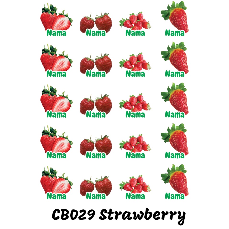 

Sticker Nama Cutting Label Waterproof Tahan Air Strawberry B (CB029)