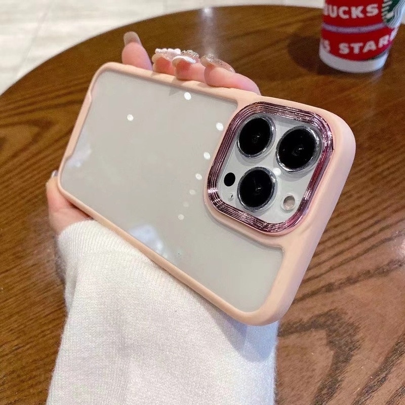 Hard Case Transparan Frame Kamera Bahan Metal Untuk IPhone 11 12 13 Pro X XS Max XR