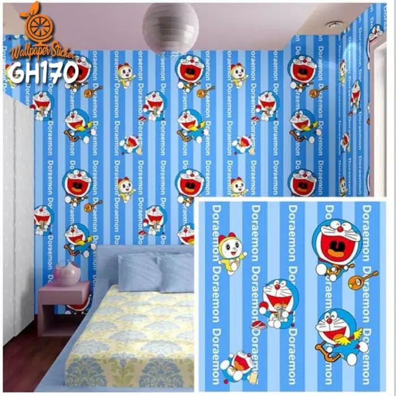 wallpaper dinding Doraemon salur biru