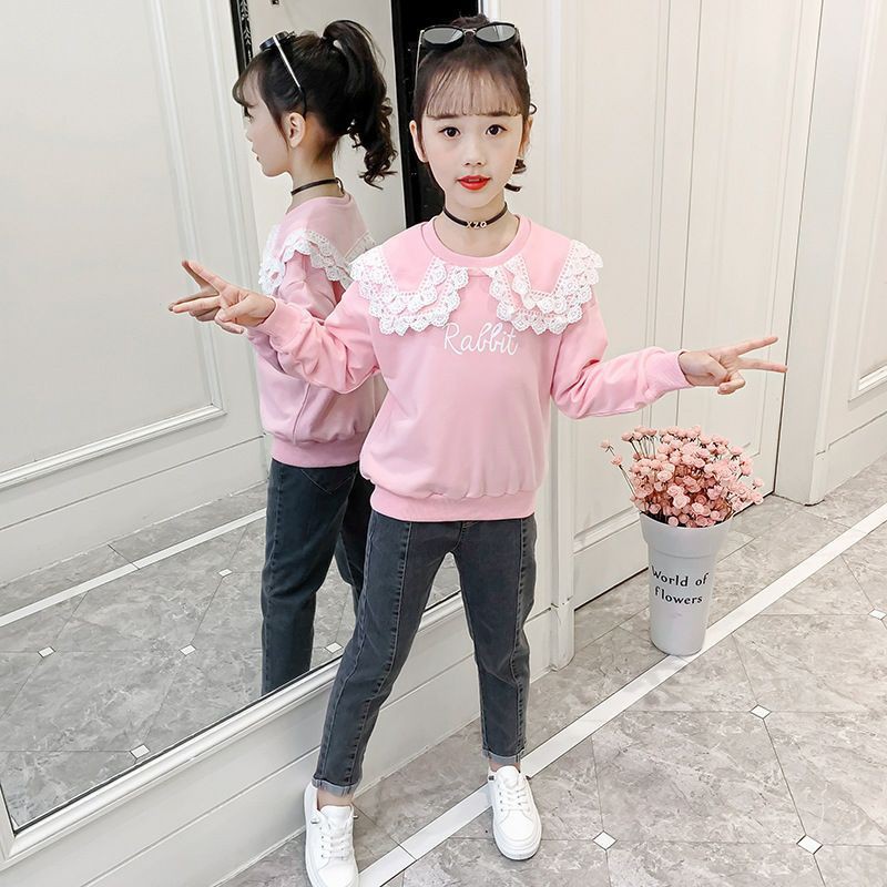 (ONE PCS 5-6T)-Setelan Anak Perempuan Premium Rabbit pink KAOS BAJU SETELAN ANAK PEREMPUAN CEWEK TAN