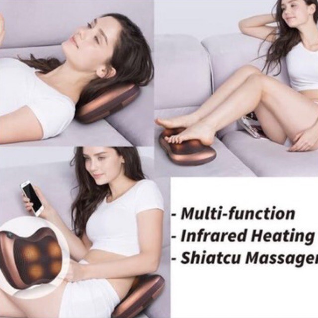 ALAT PIJAT CAPEK PEGAL MASSAGE PILLOW/BANTAL PIJAT 8 KEPALA BOLA PORTABLE CAR &amp; HOME/SHIATSU LEHER