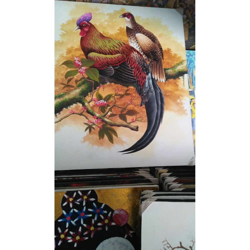 Lukisan Kanvas Burung 2d 70x90cm Shopee Indonesia