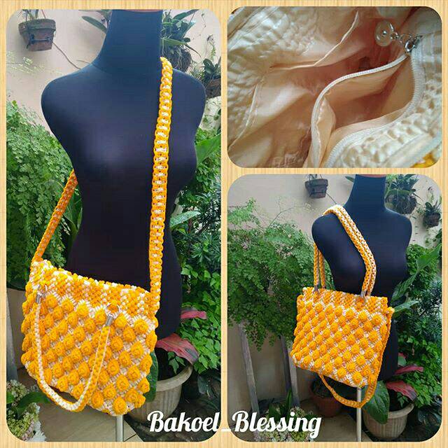 Tas YELLOW MARBLE - Tas Macrame Bubble - Tas Makrame - Tas Tali - Tas Selempang