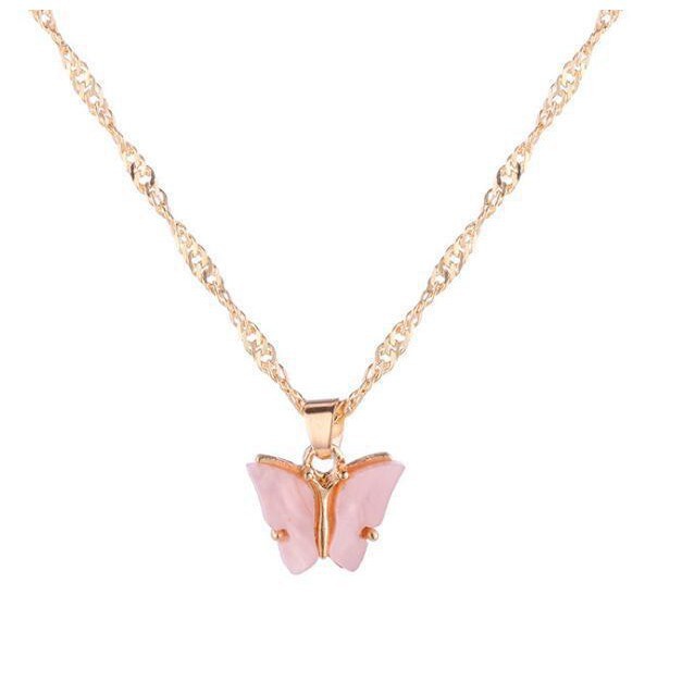 KALUNG BUTTERFLY NECKLACE RANTAI AKRILIK KUPU-KUPU