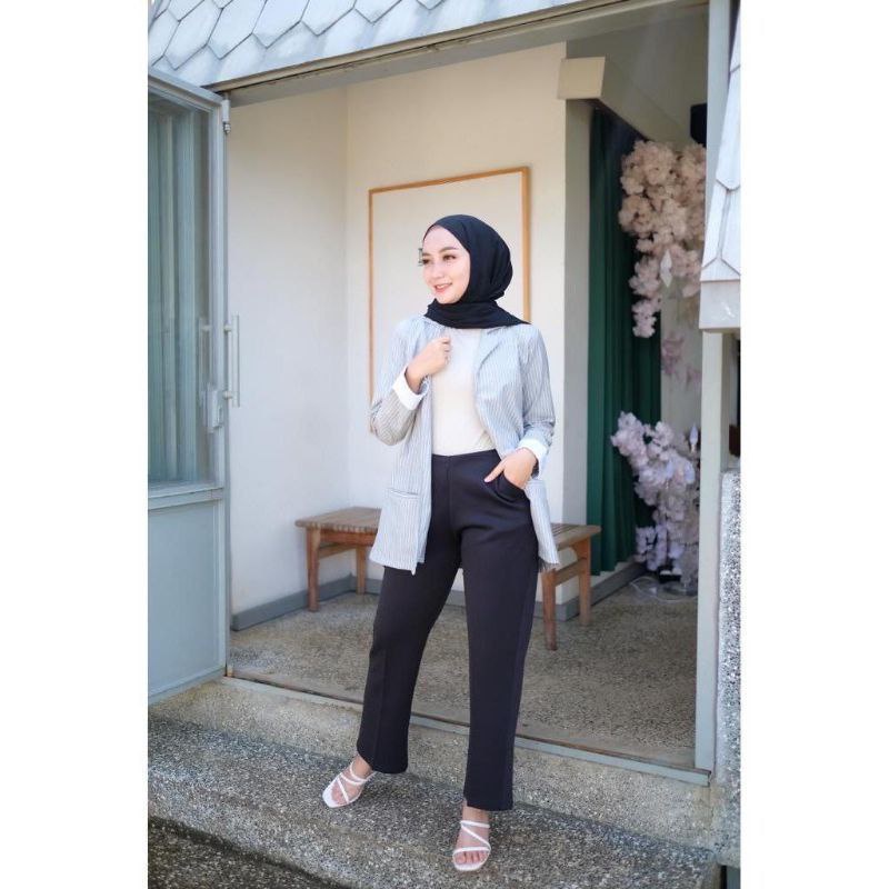 Basic Pants Scuba Premium/Celana Kerja Wanita Pencil Slim Fit