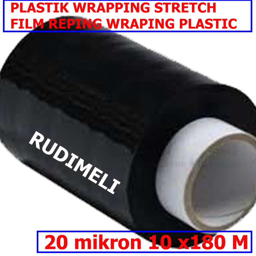 (TERMURAH )-PLASTIC/PLASTIK  WRAPPING STRETCH FILM REPING WRAPING PLASTIC WRAP -HITAM 20 MIKRON 10CM X180 M