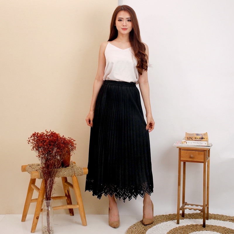 ROK LASER - PLISKET MAYUNG HYGET PON ZIGZAG POLOS MURAH GROSIR SUPPLIER ABG KARET MELAR REMPEL-HITAM