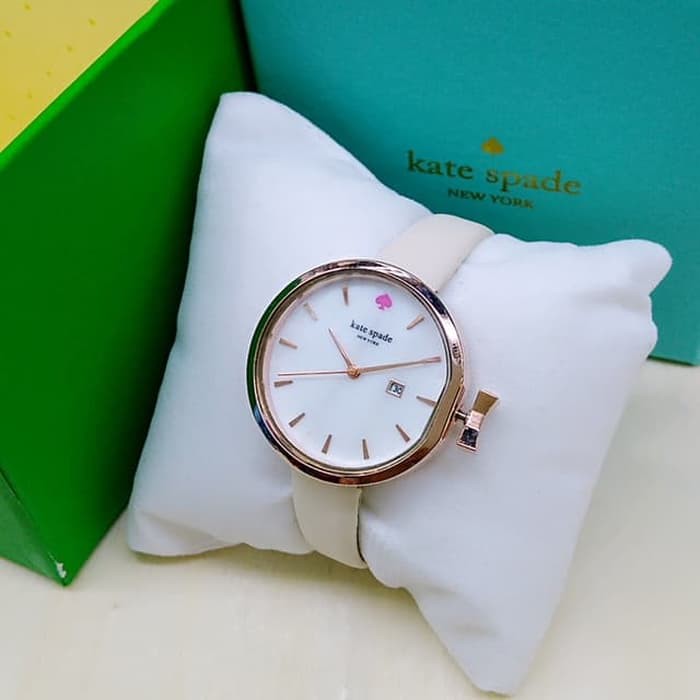 Jam Tangan Wanita / Cewek Kate Spade Date Leather White