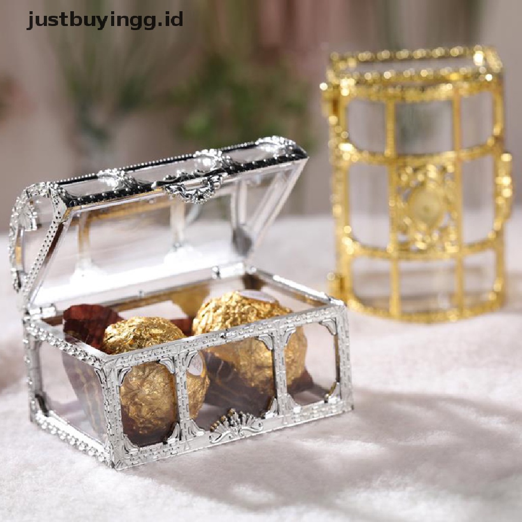 (Justbuyingg.Id) 1pc Kotak Penyimpanan / Organizer Permen / Harta Karun Hollow Portable Warna Emas / Silver