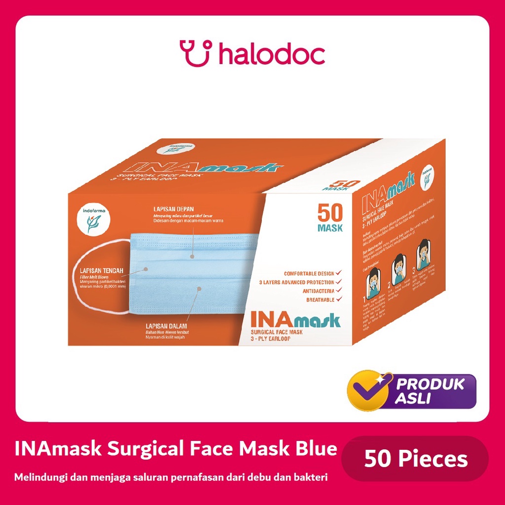 INAmask Surgical Face Mask Blue 50 Pieces