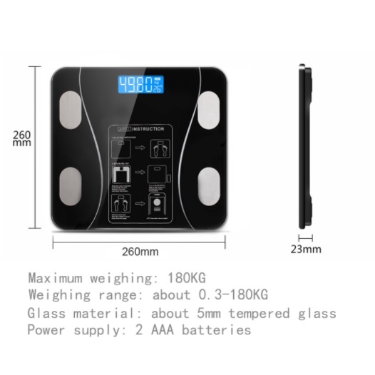 Timbangan Badan Digital  WR532 Bluetooth Body Fat Monitor Analysis App 180KG