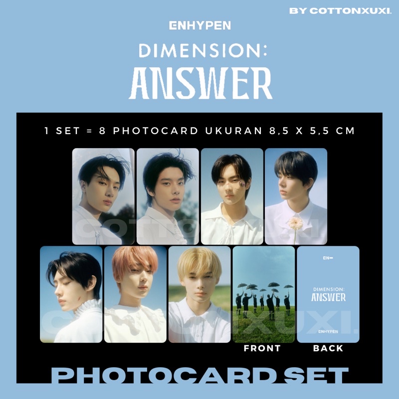 [PC SET] ENHYPEN Dimension : Answer Album YET ver. Unofficial Photocard Heeseung Niki Jay Jake Sunoo Sunghoon Jungwon PC Only Freebies